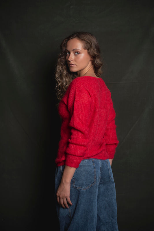 Cardigan liviano Rojo