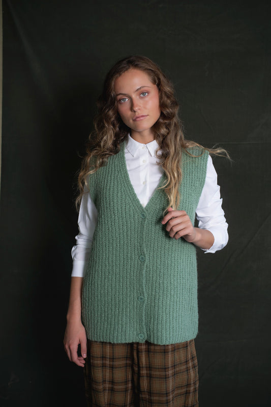 Cardigan sin mangas Verde jade