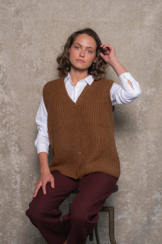 Cardigan sin mangas Camel