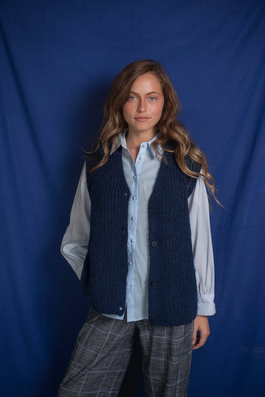 Cardigan sin mangas Azul marino