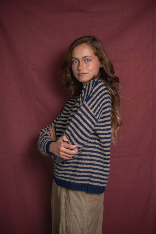 Sweater rayas azul y beige