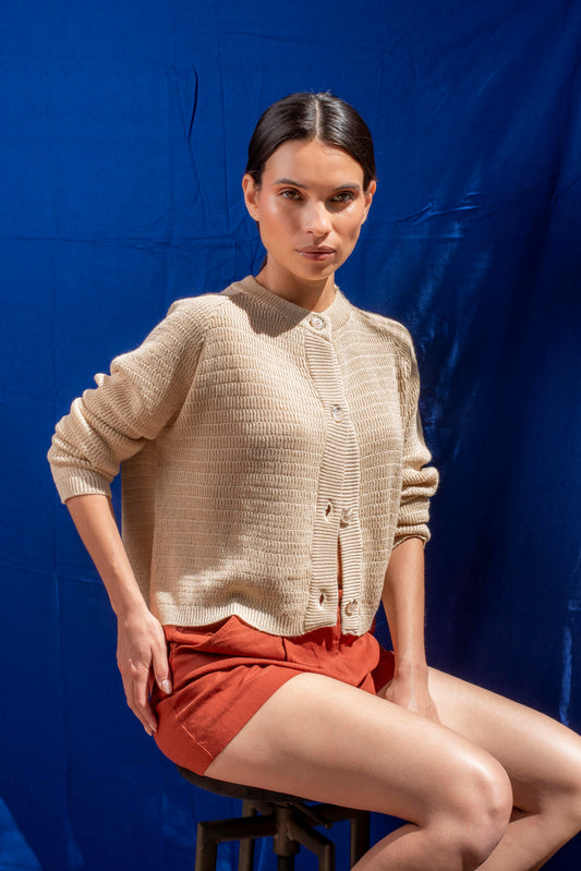 Cardigan algodón arena