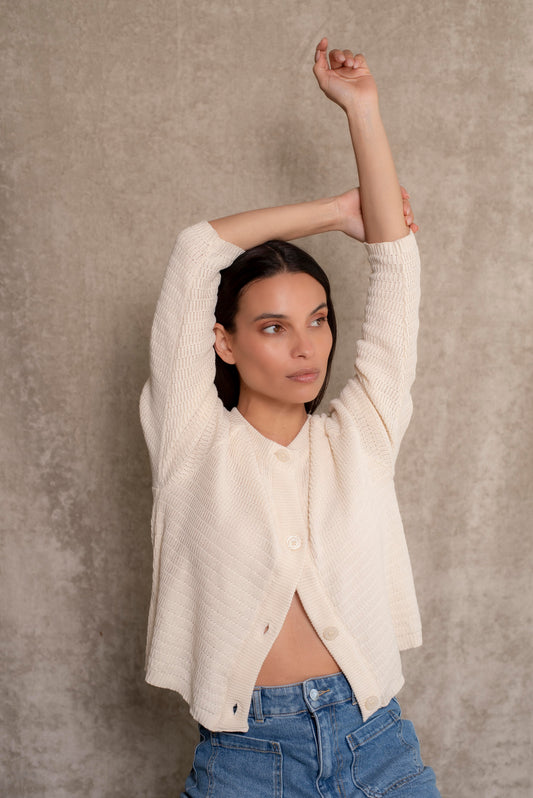 Cardigan algodón crudo