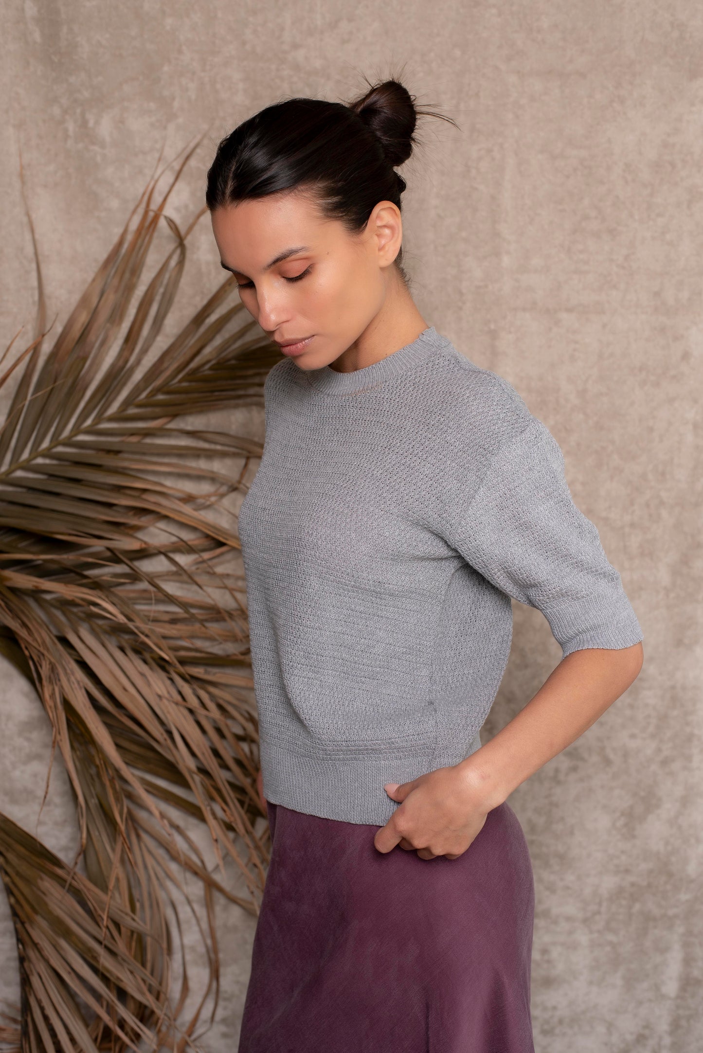 Polera manga corta gris