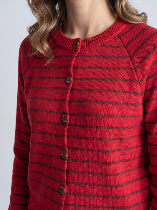 Cardigan rayas Rojo