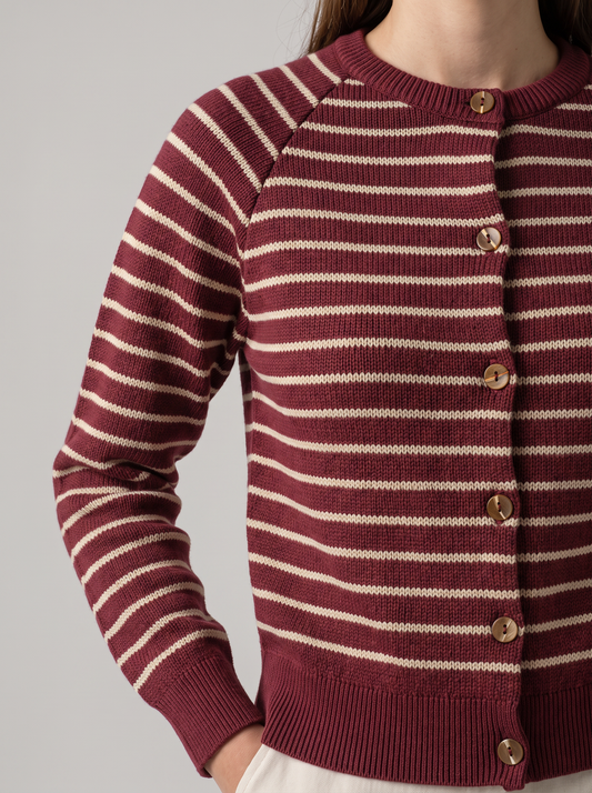 Cardigan rayas burdeo