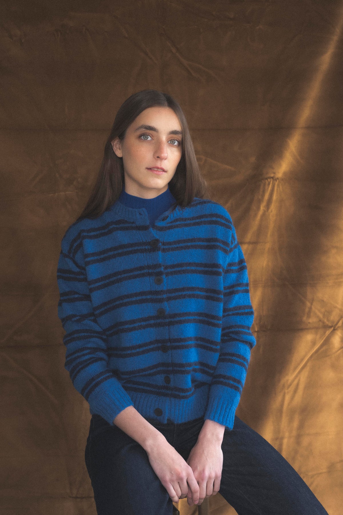 Cardigan rayas Azul cobalto