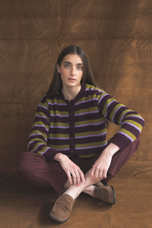 Cardigan rayas Ciruela