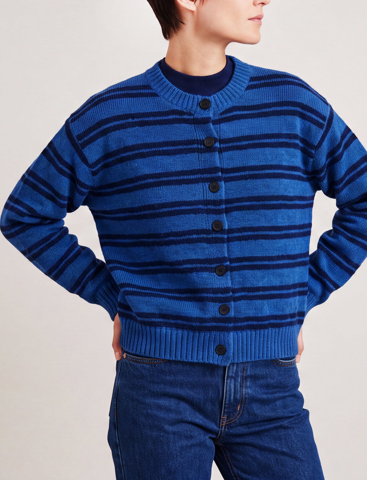 Cardigan rayas Azul cobalto