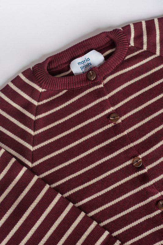 Cardigan rayas burdeo
