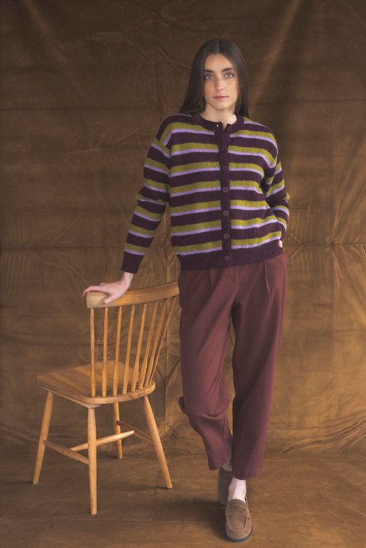 Cardigan rayas Ciruela
