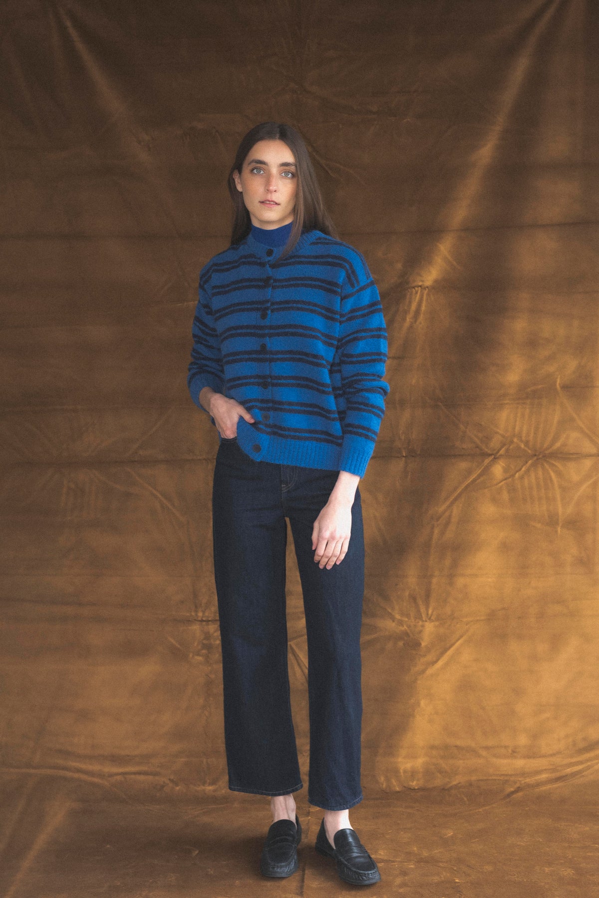 Cardigan rayas Azul cobalto