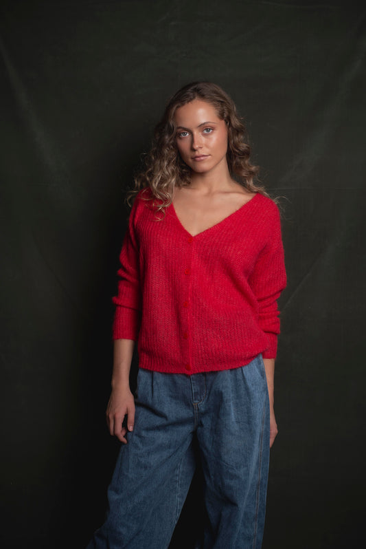 Cardigan liviano Rojo