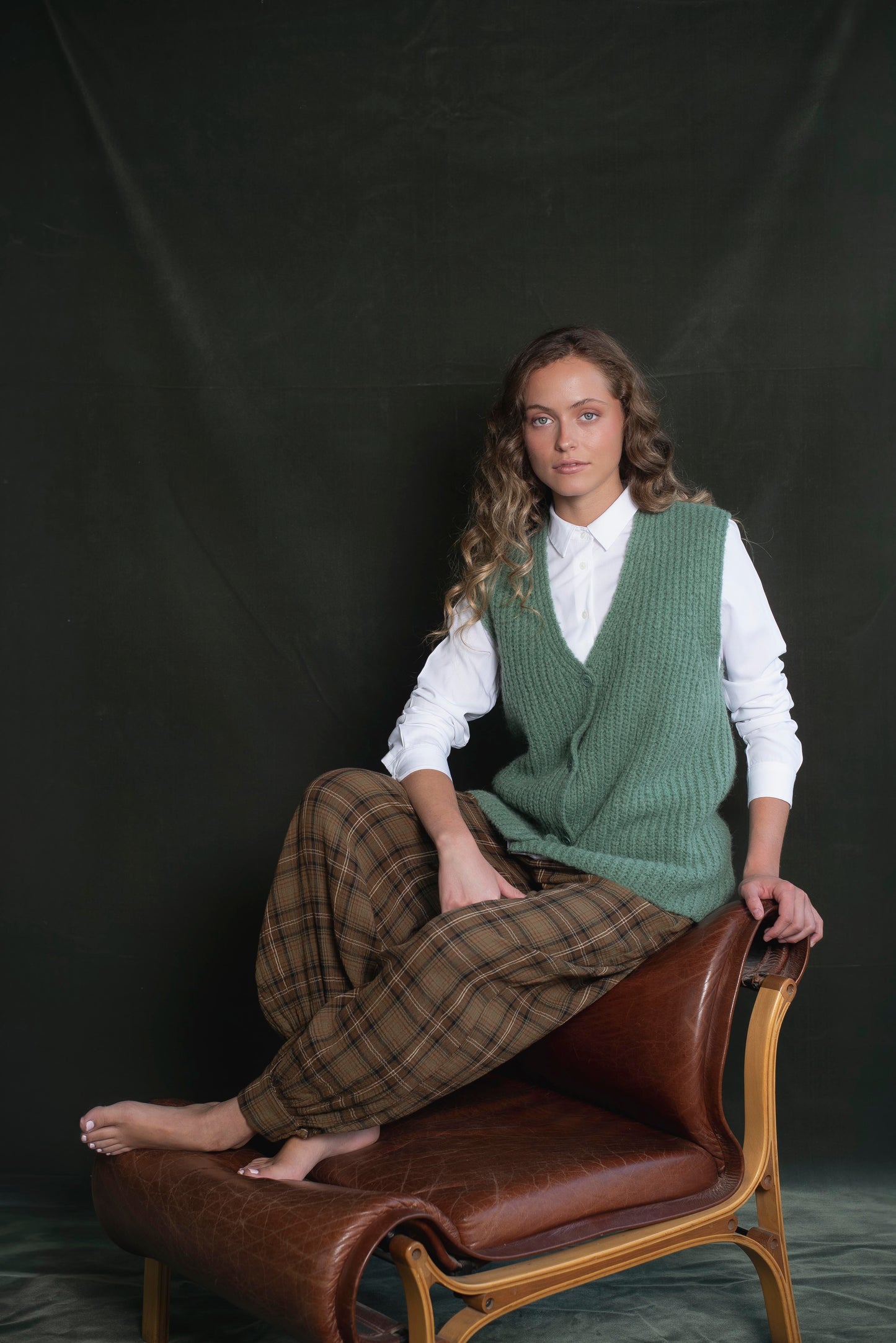 Cardigan sin mangas Verde jade
