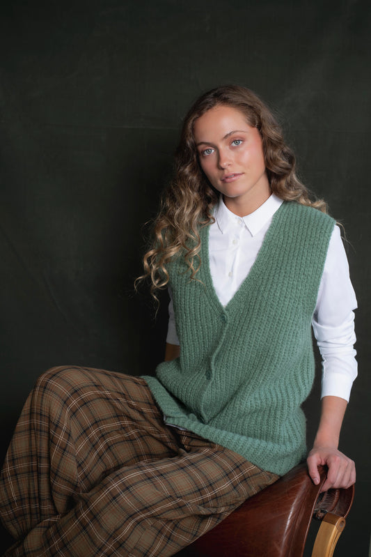 Cardigan sin mangas Verde jade