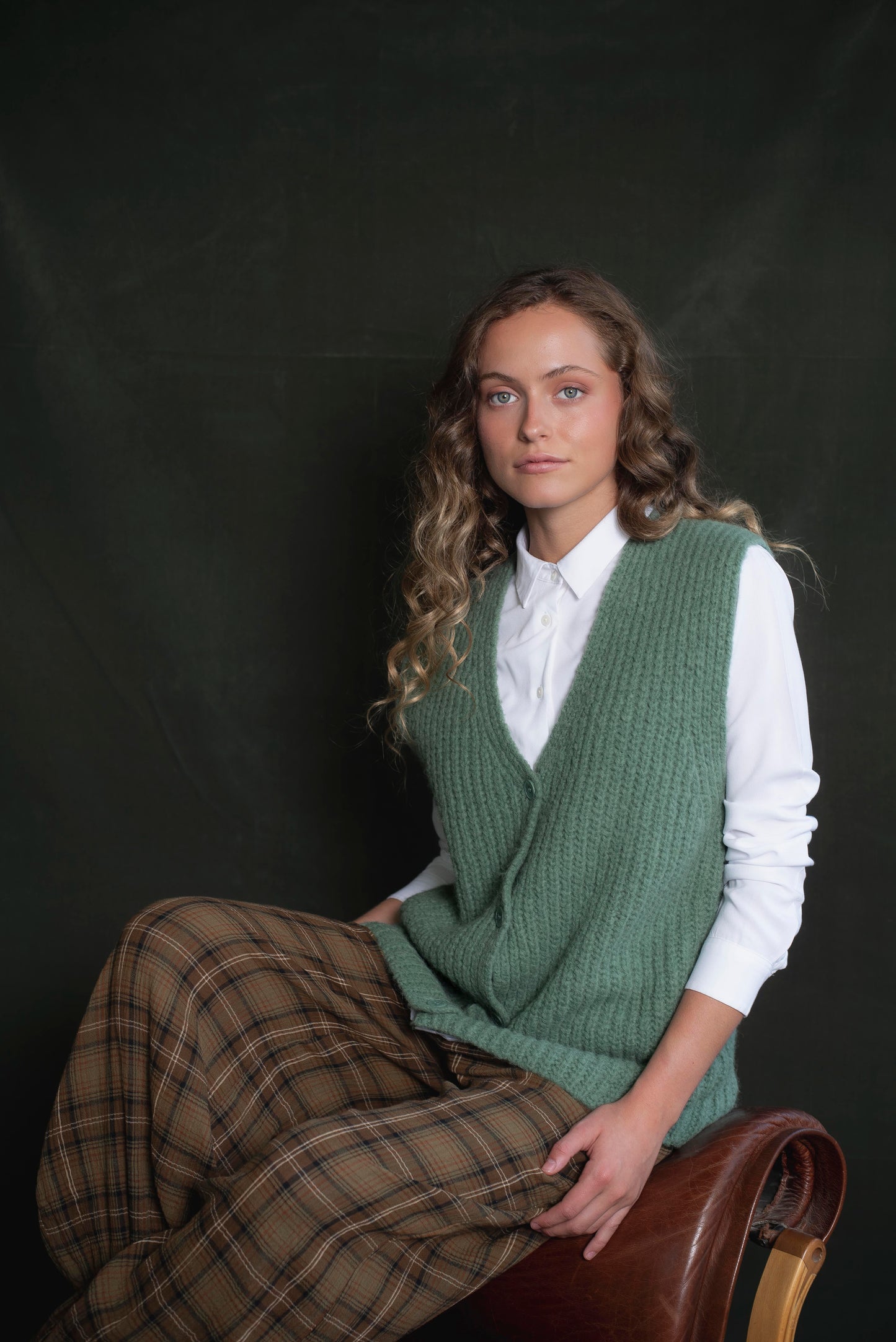 Cardigan sin mangas Verde jade