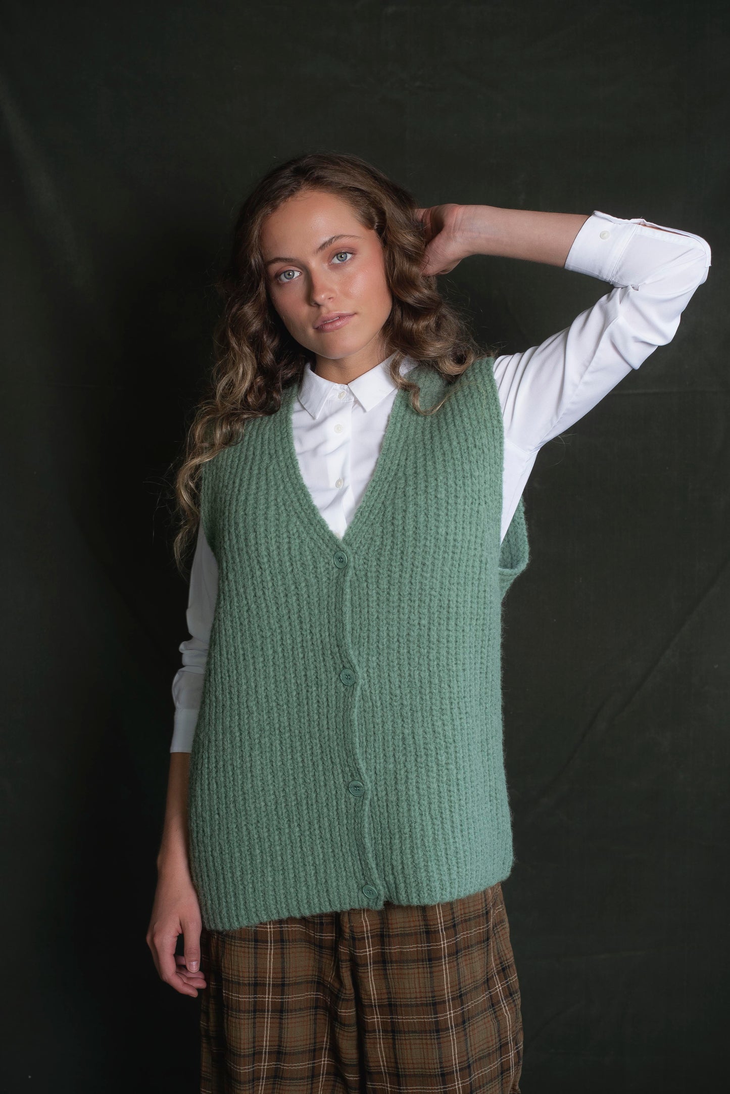 Cardigan sin mangas Verde jade