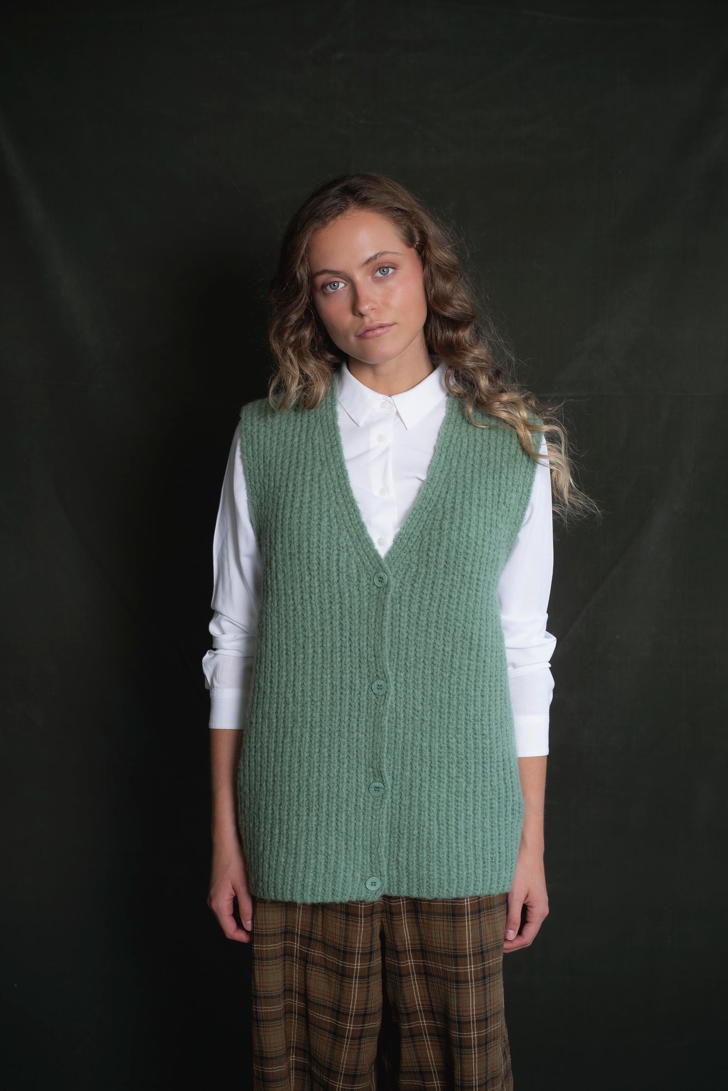 Cardigan sin mangas Verde jade