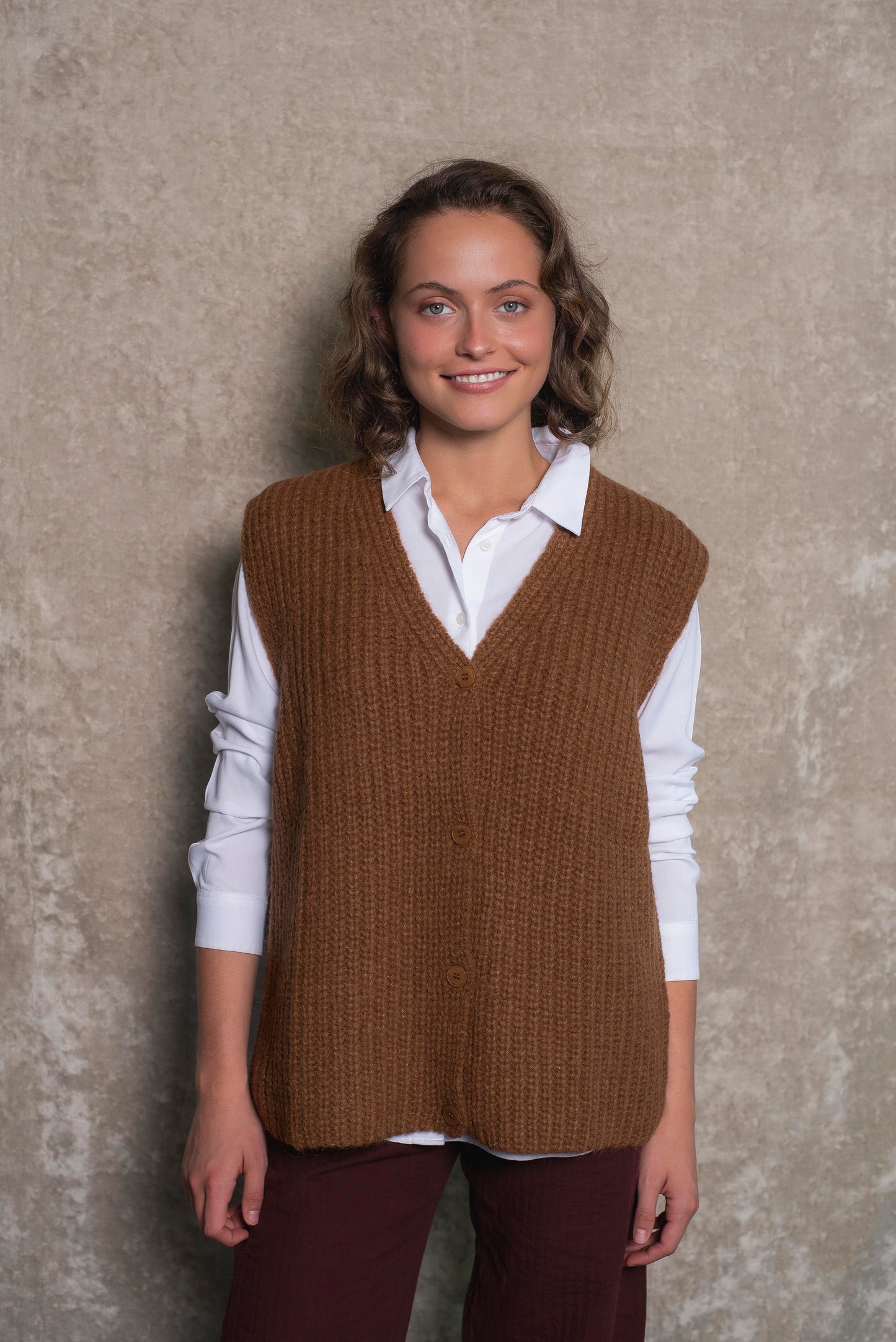 Cardigan sin mangas Camel