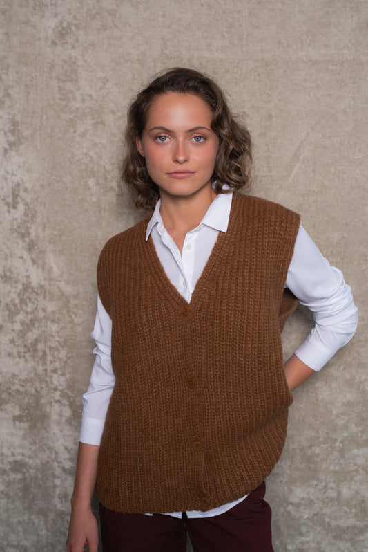 Cardigan sin mangas Camel