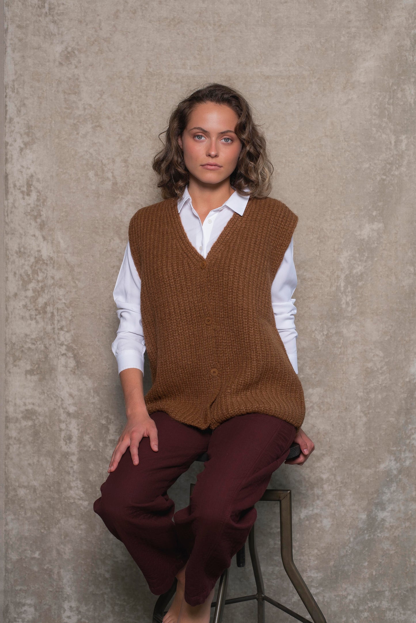 Cardigan sin mangas Camel