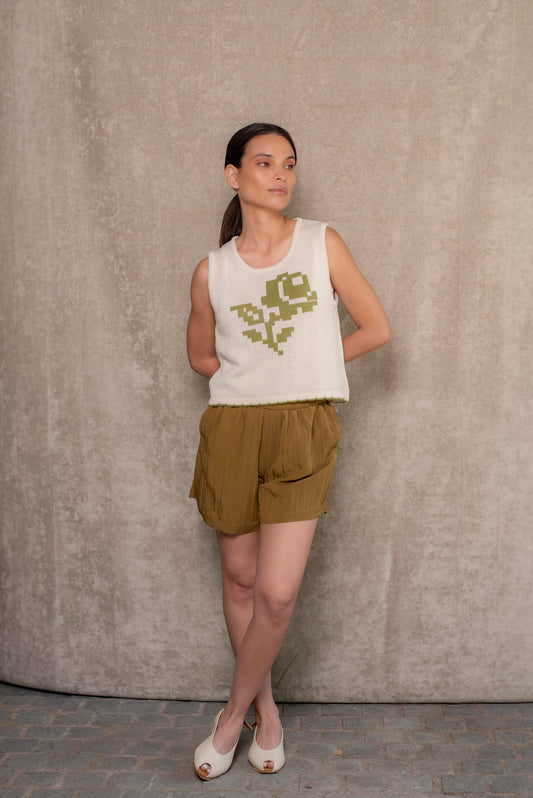 Polera Rosa crudo y verde