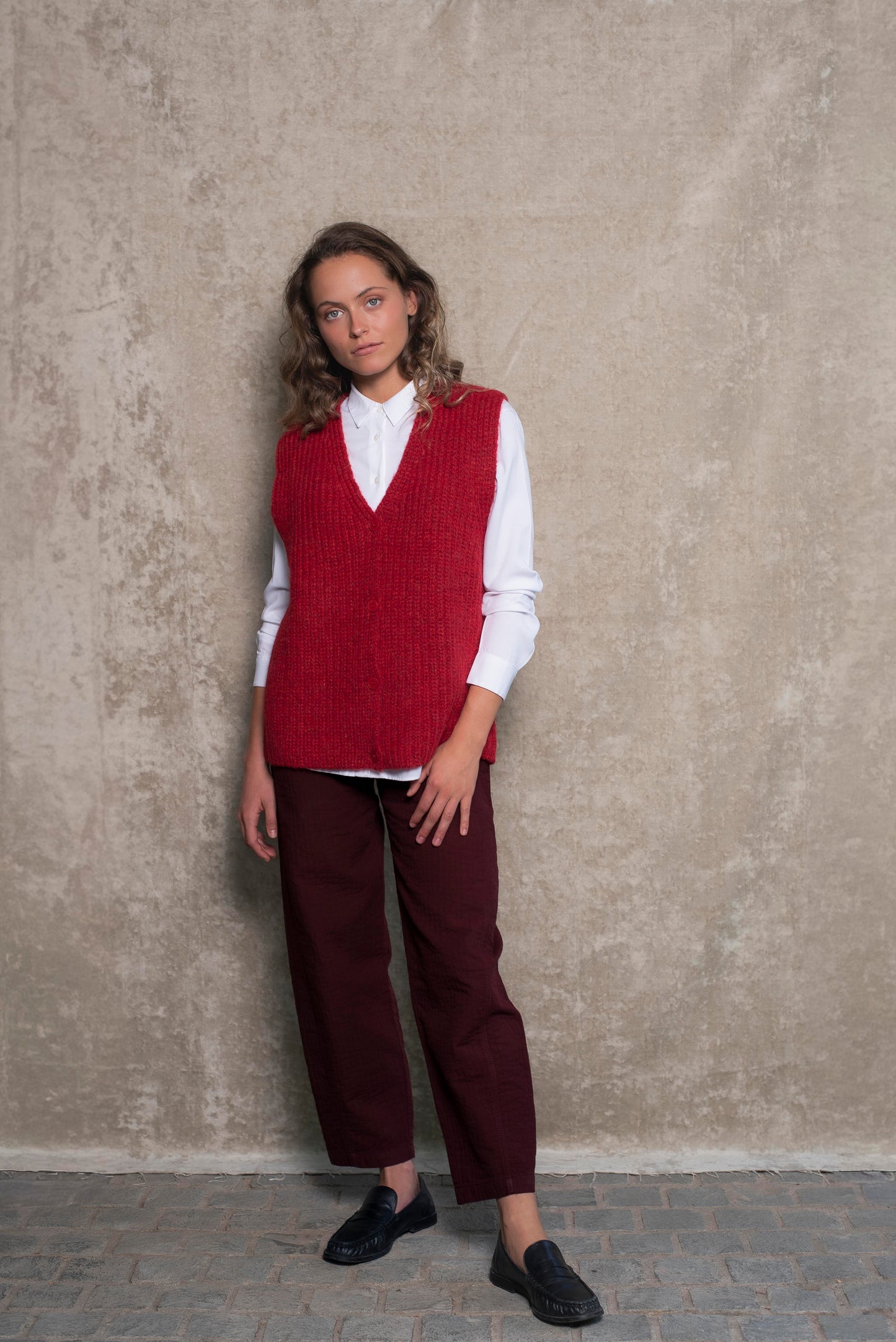 Cardigan sin mangas Rojo Cereza