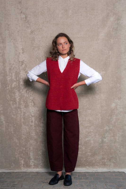 Cardigan sin mangas Rojo Cereza