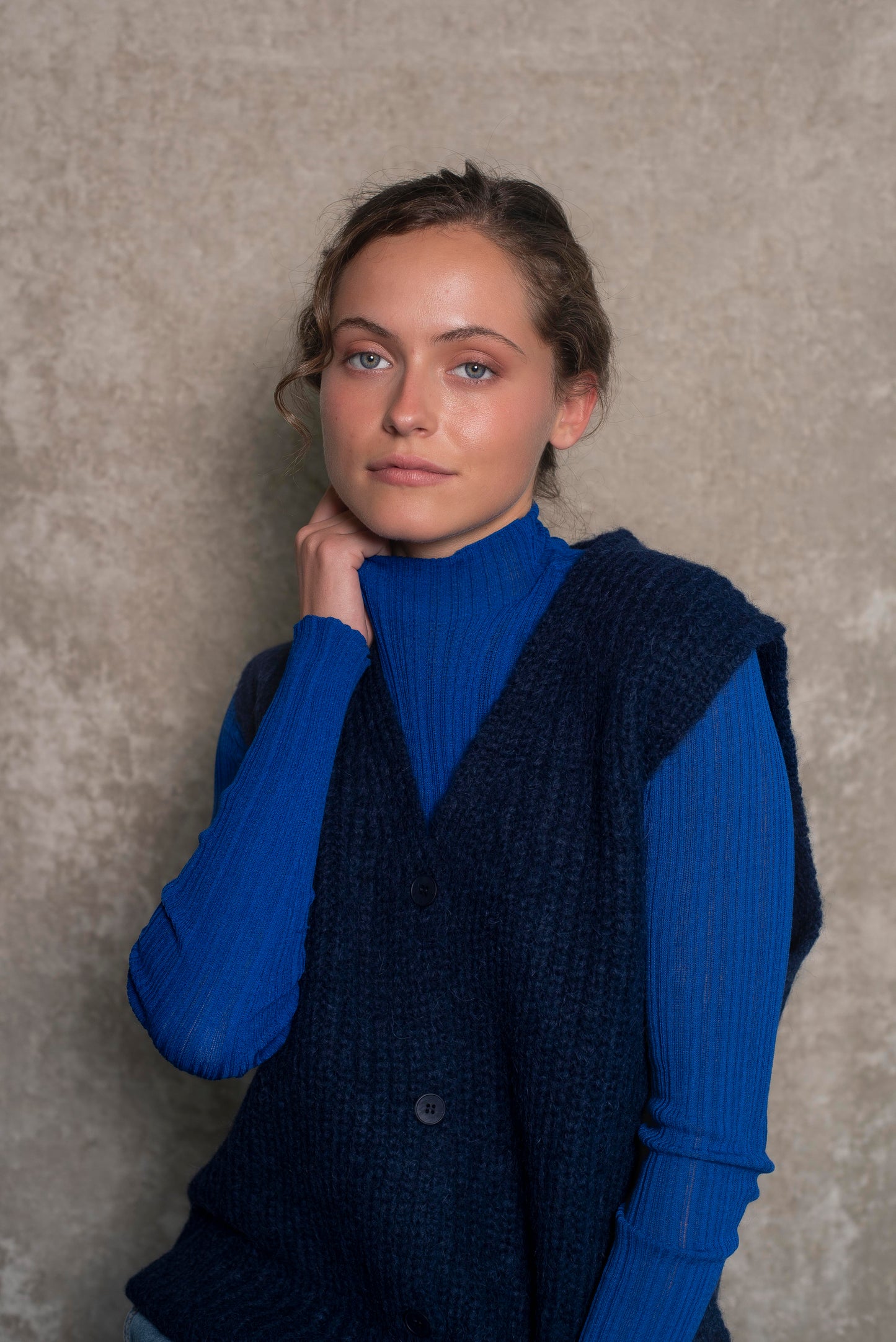 Cardigan sin mangas Azul marino