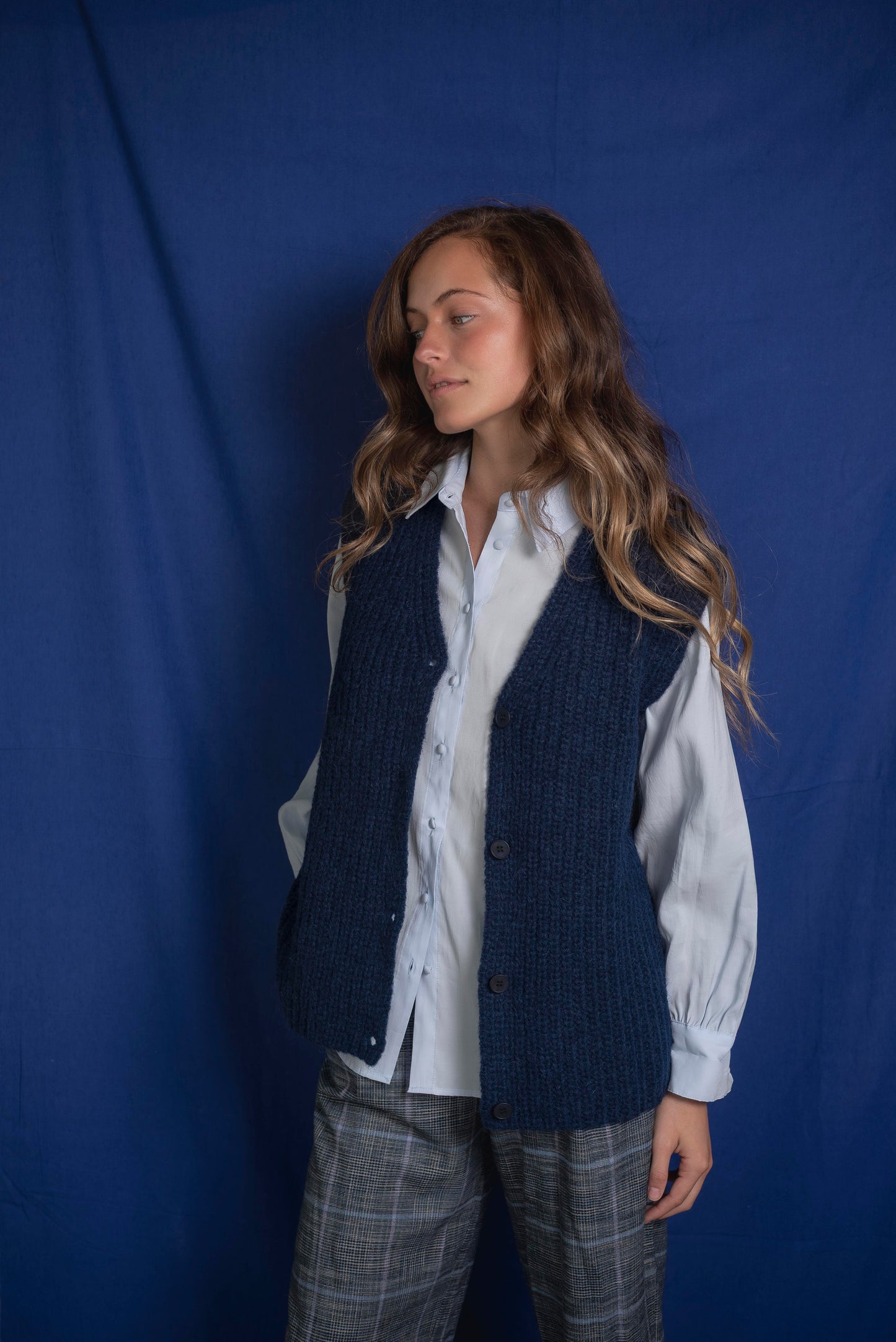 Cardigan sin mangas Azul marino