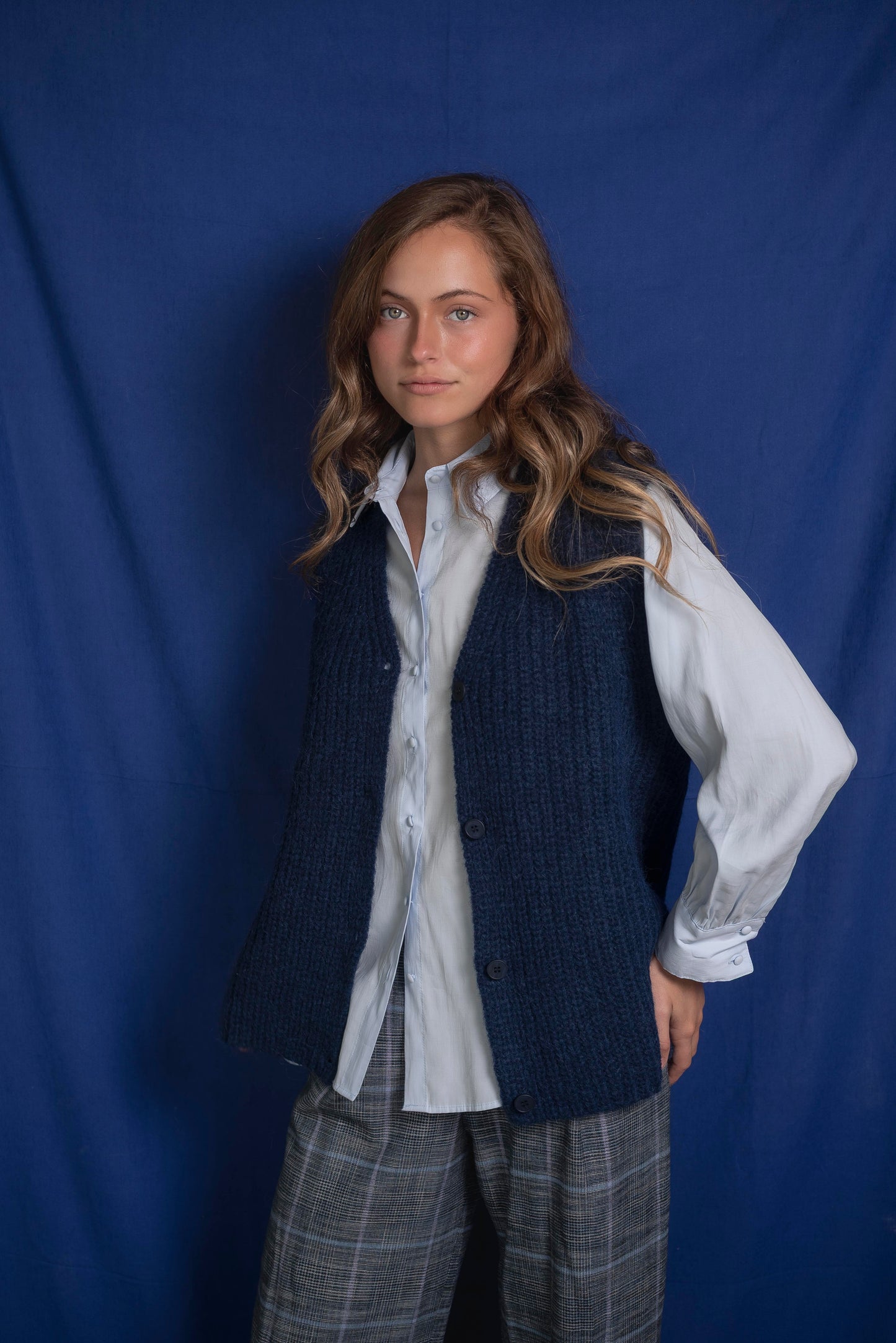Cardigan sin mangas Azul marino