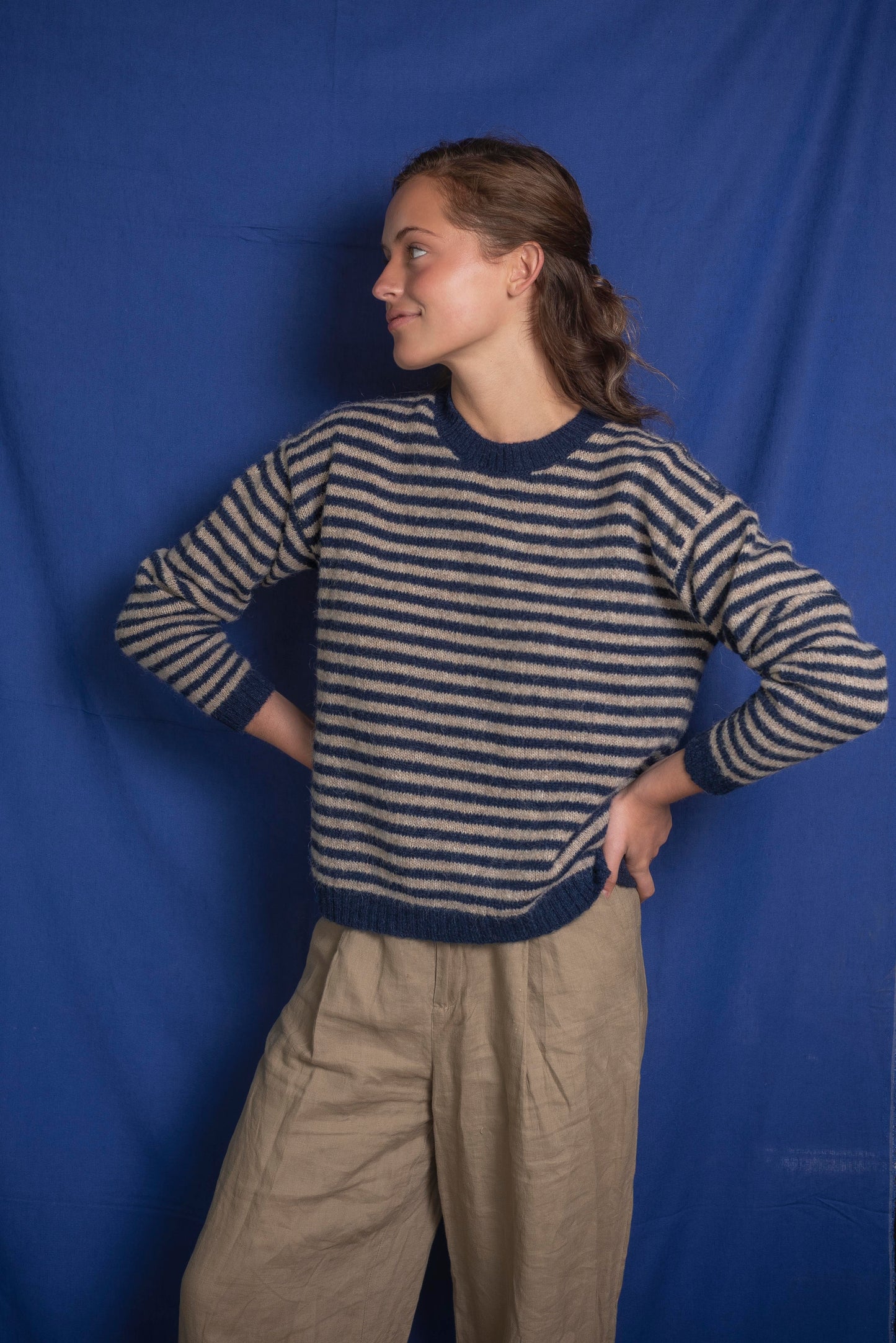 Sweater rayas azul y beige