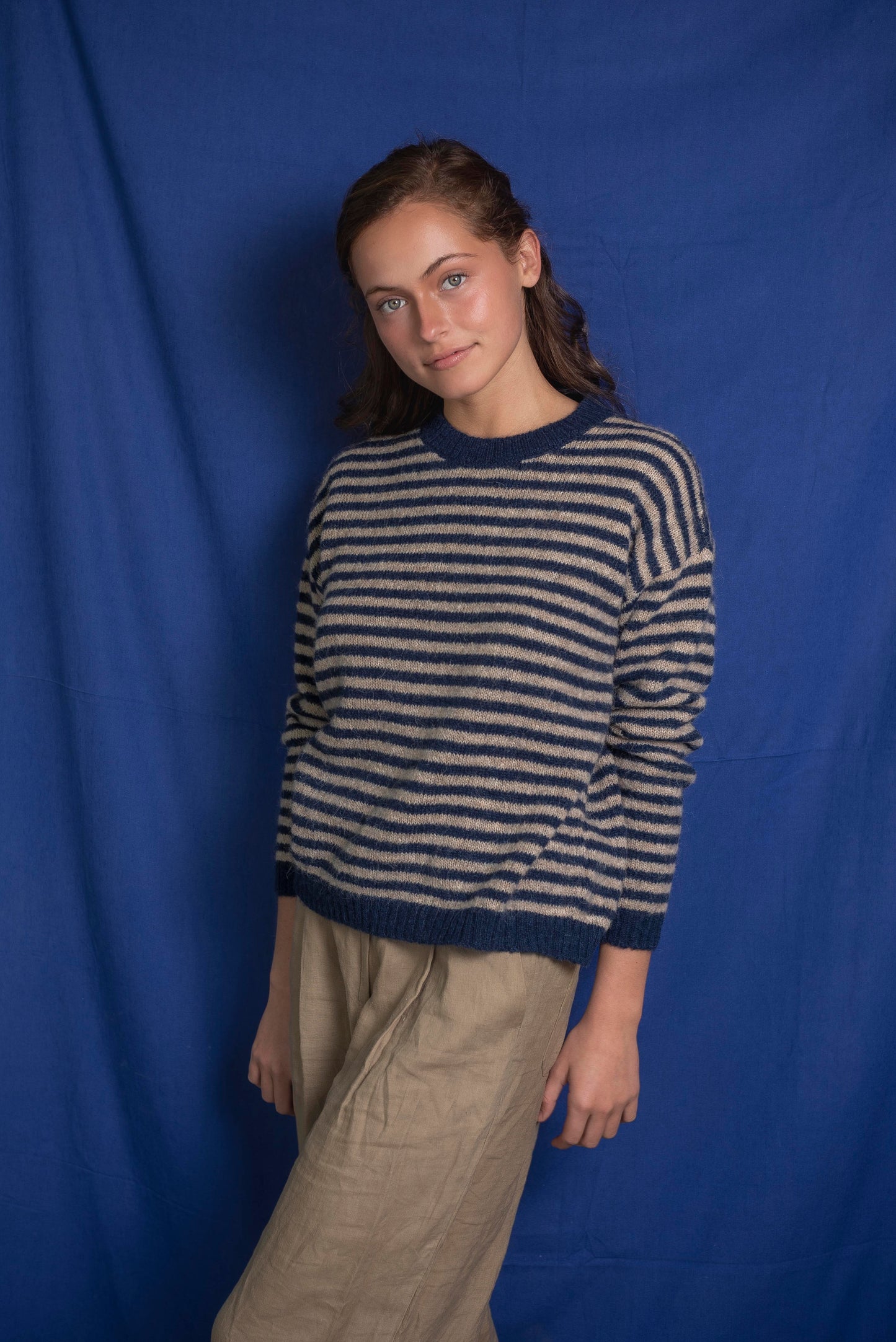 Sweater rayas azul y beige