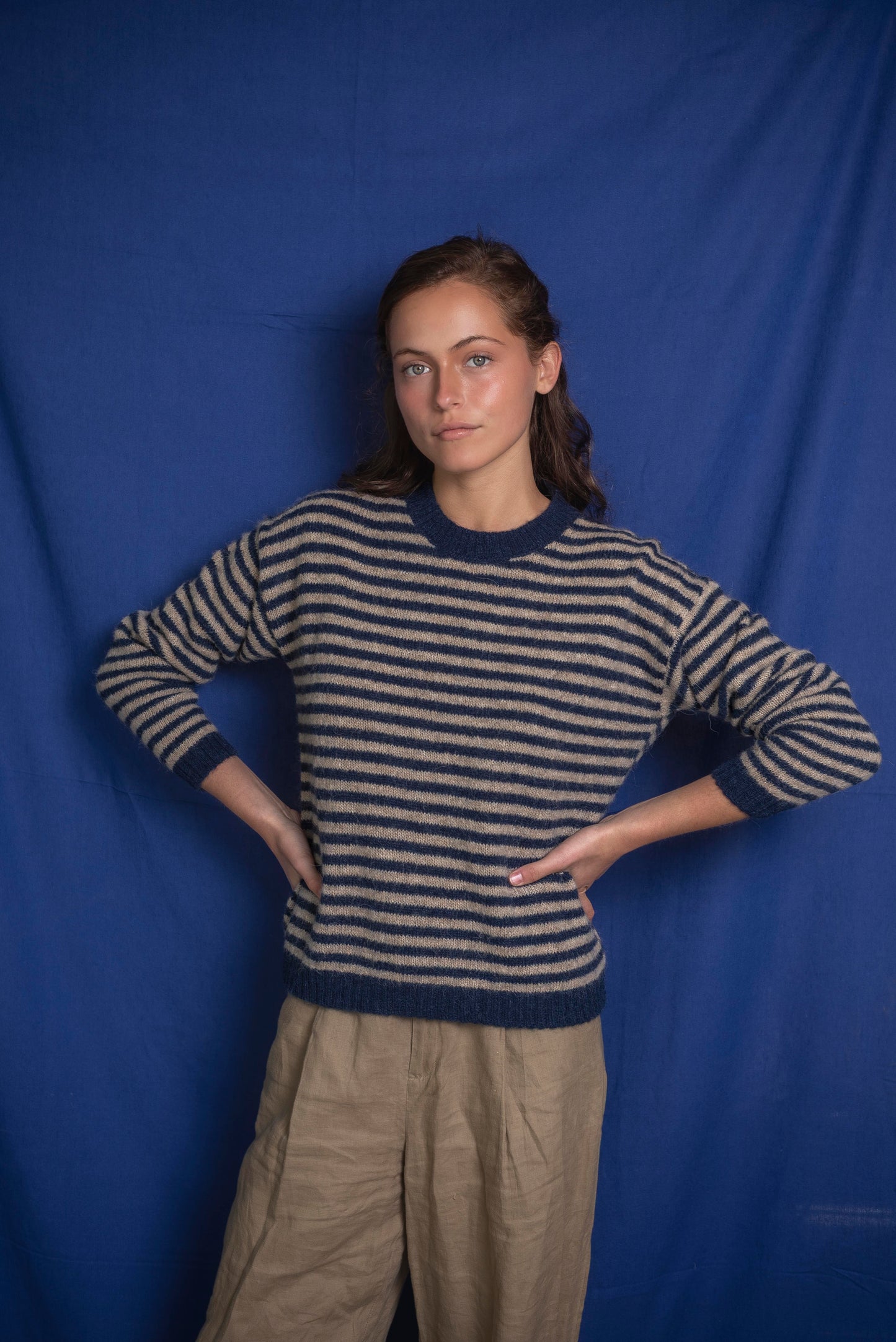 Sweater rayas azul y beige