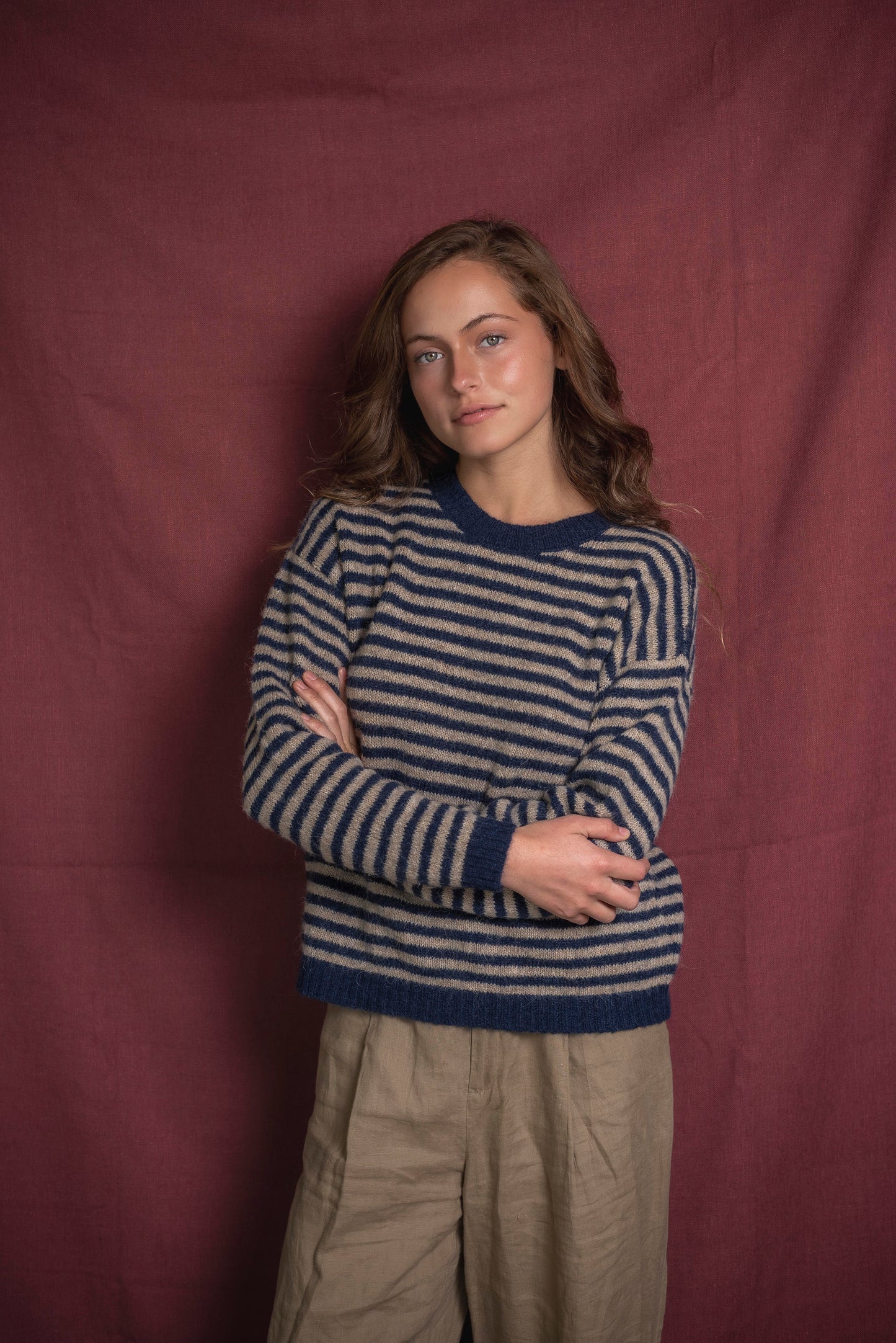 Sweater rayas azul y beige