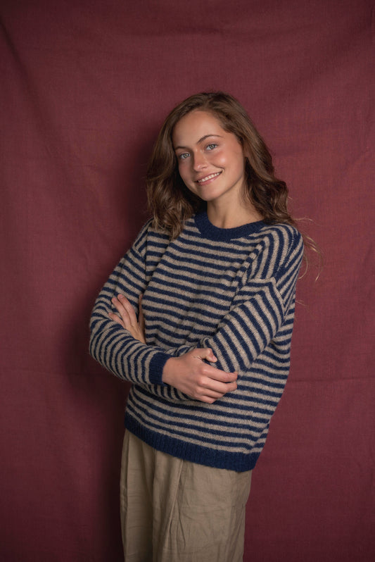 Sweater rayas azul y beige