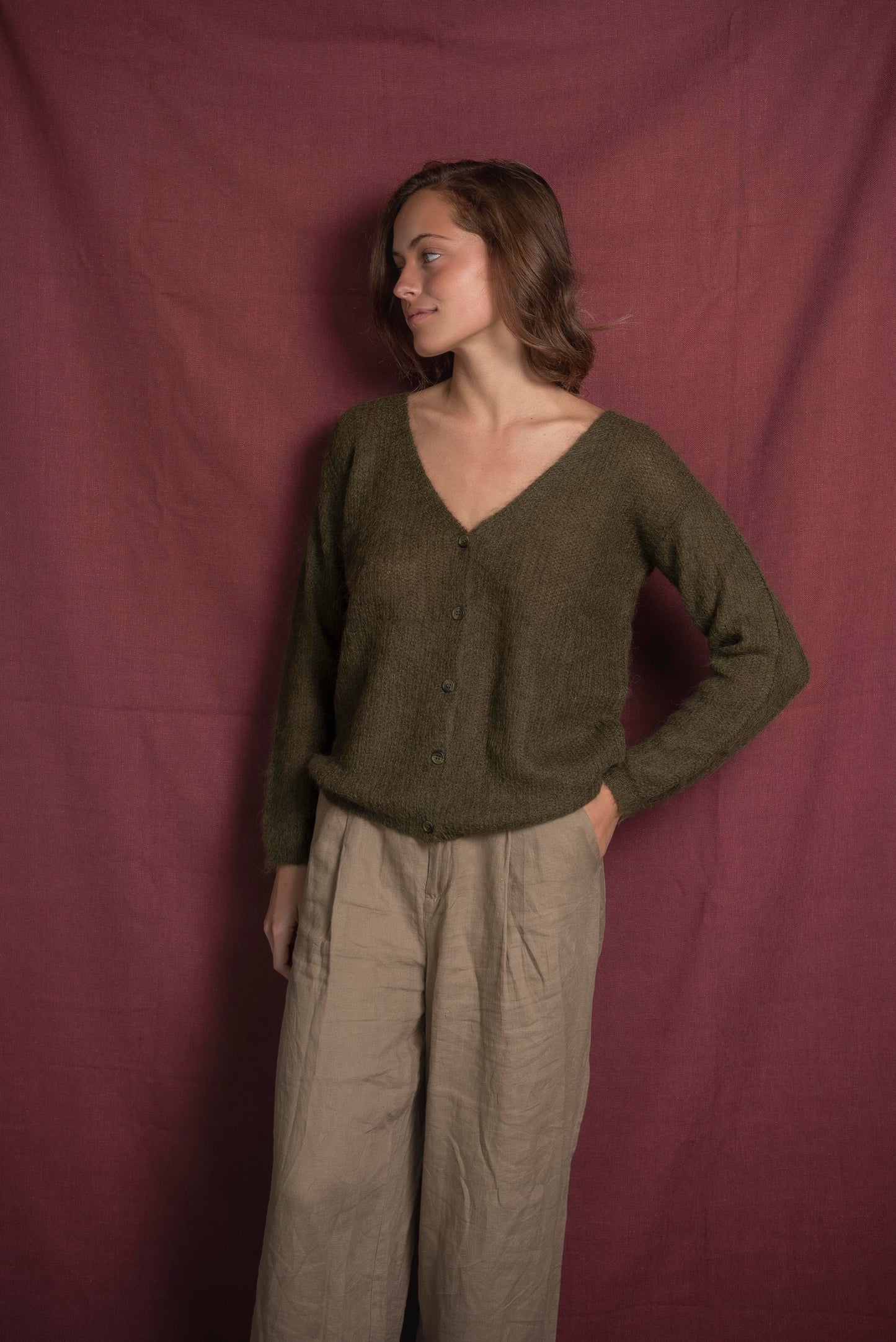 Cardigan liviano Verde musgo