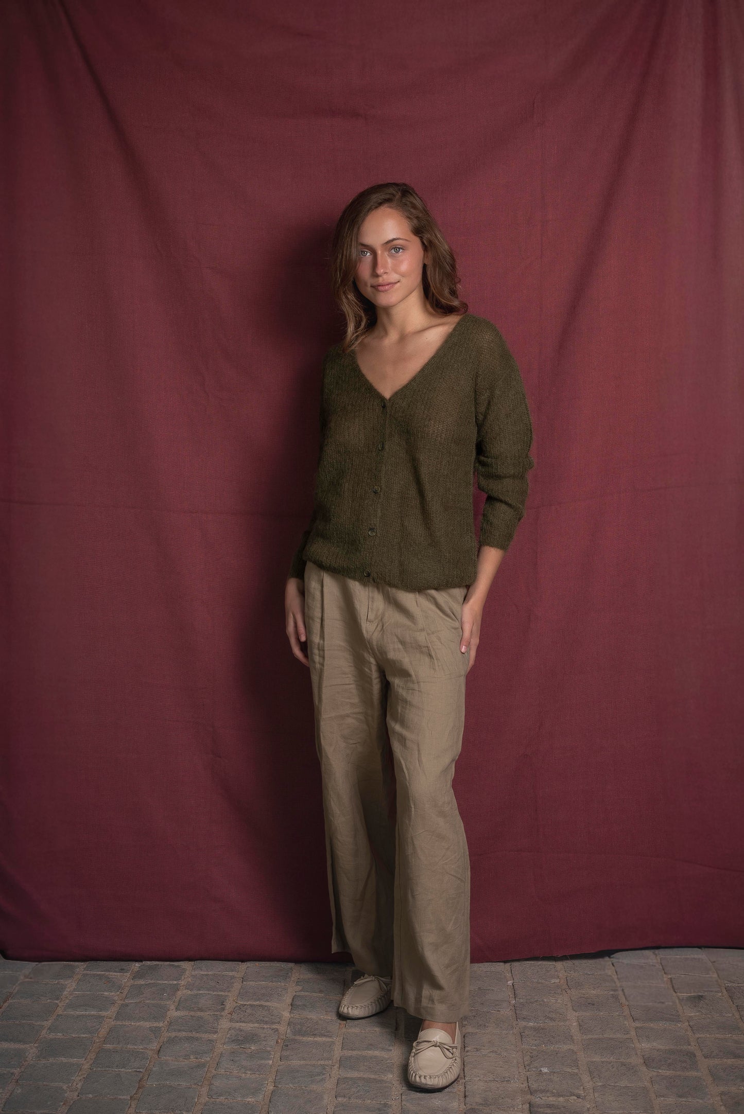 Cardigan liviano Verde musgo