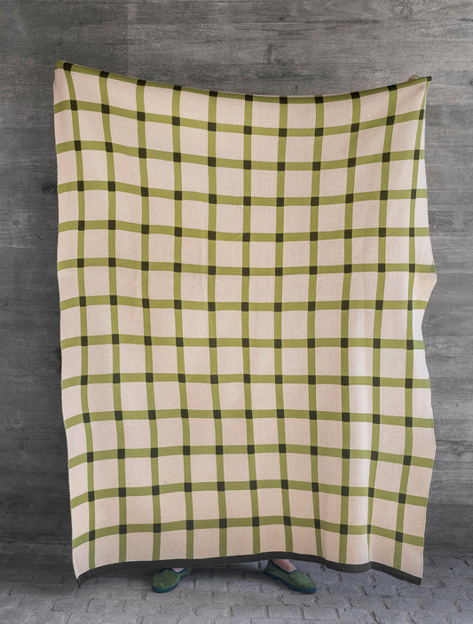 Manta Cuadrillé Crudo y verde