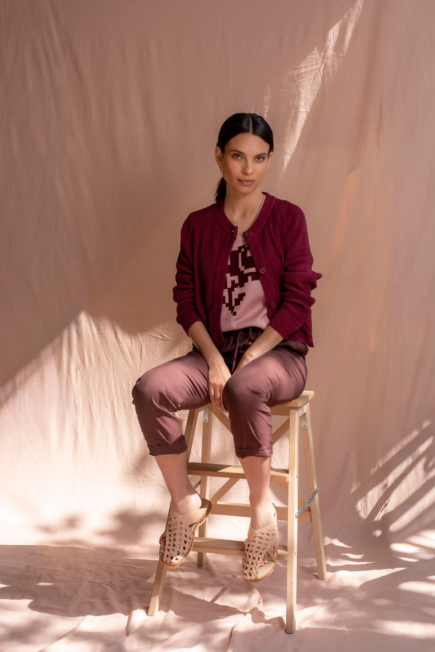 Cardigan algodón burdeo