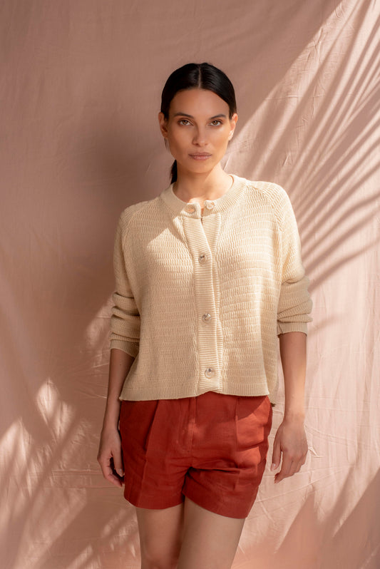 Cardigan algodón arena