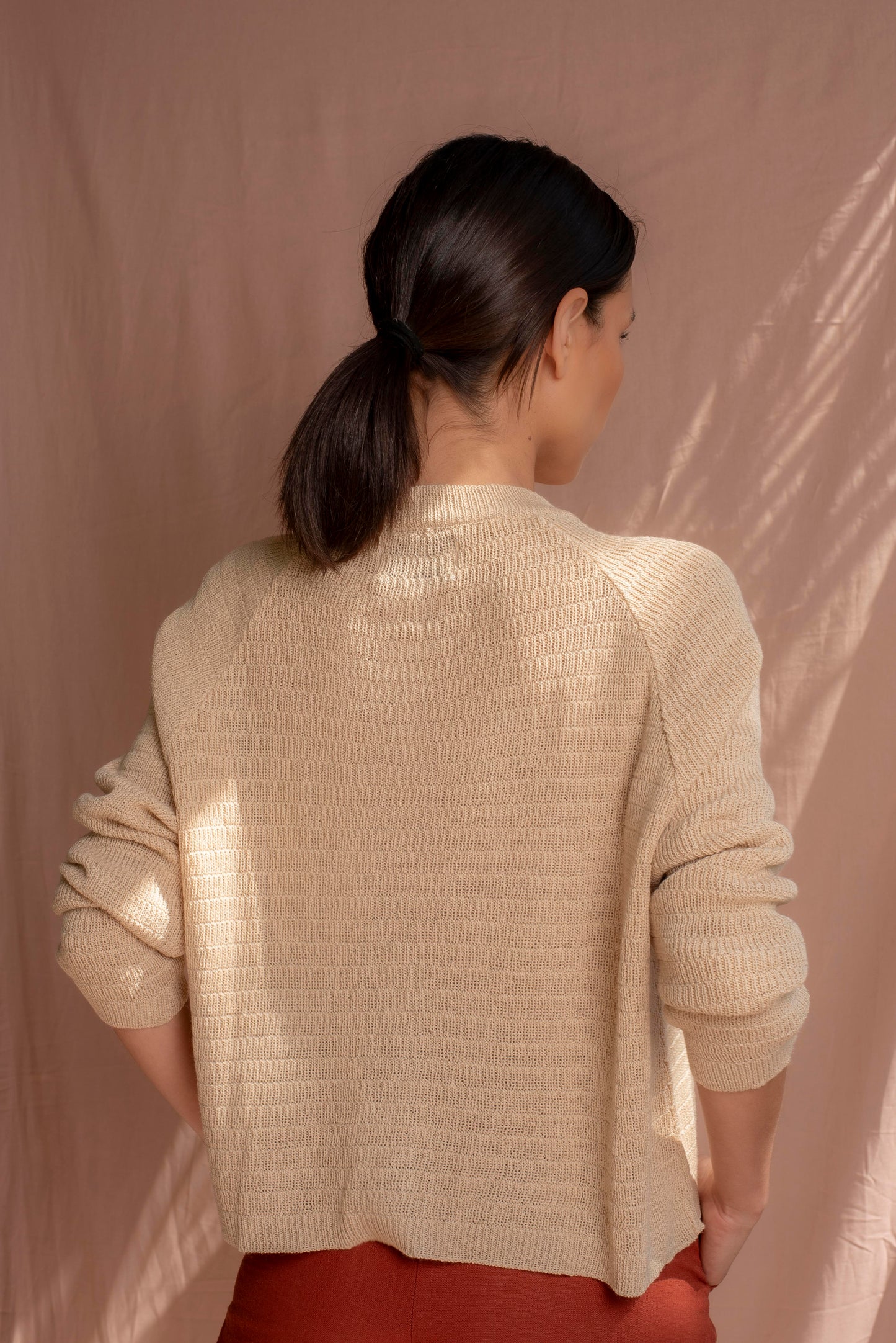 Cardigan algodón arena