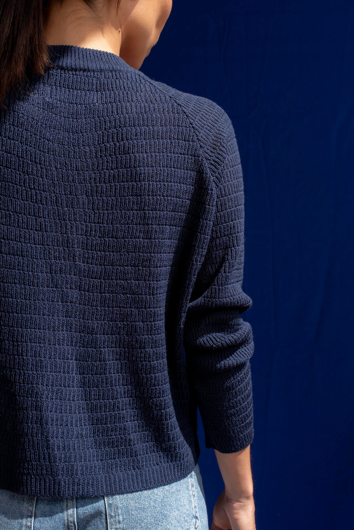 Cardigan algodón azul