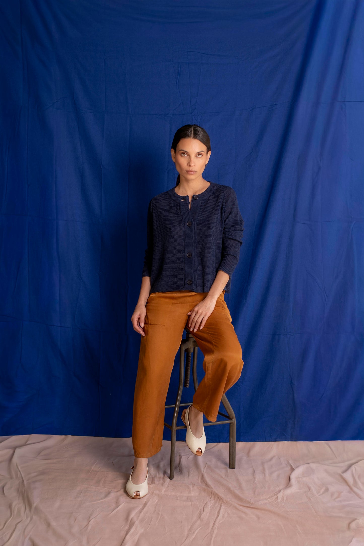 Cardigan algodón azul