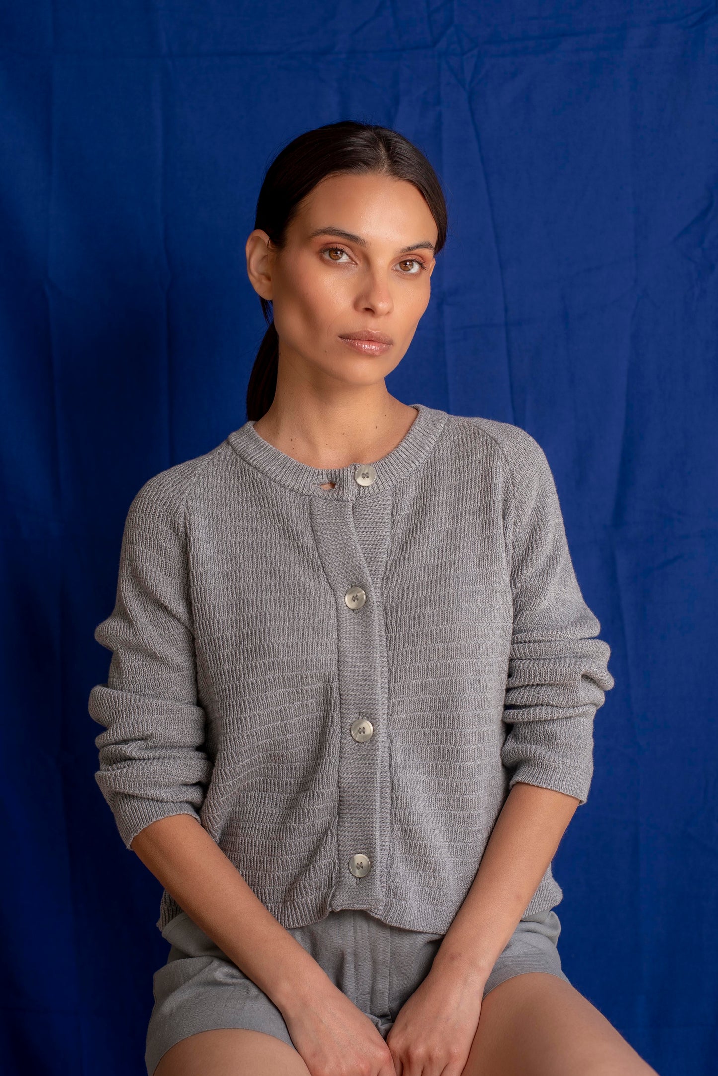 Cardigan algodón gris