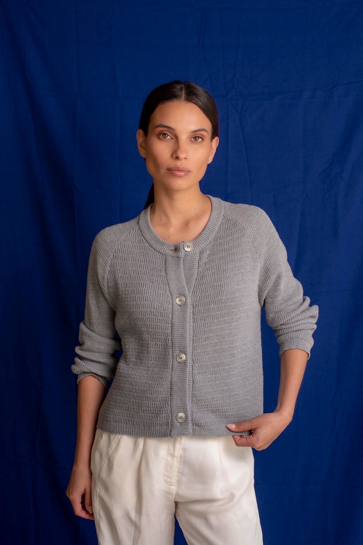 Cardigan algodón gris