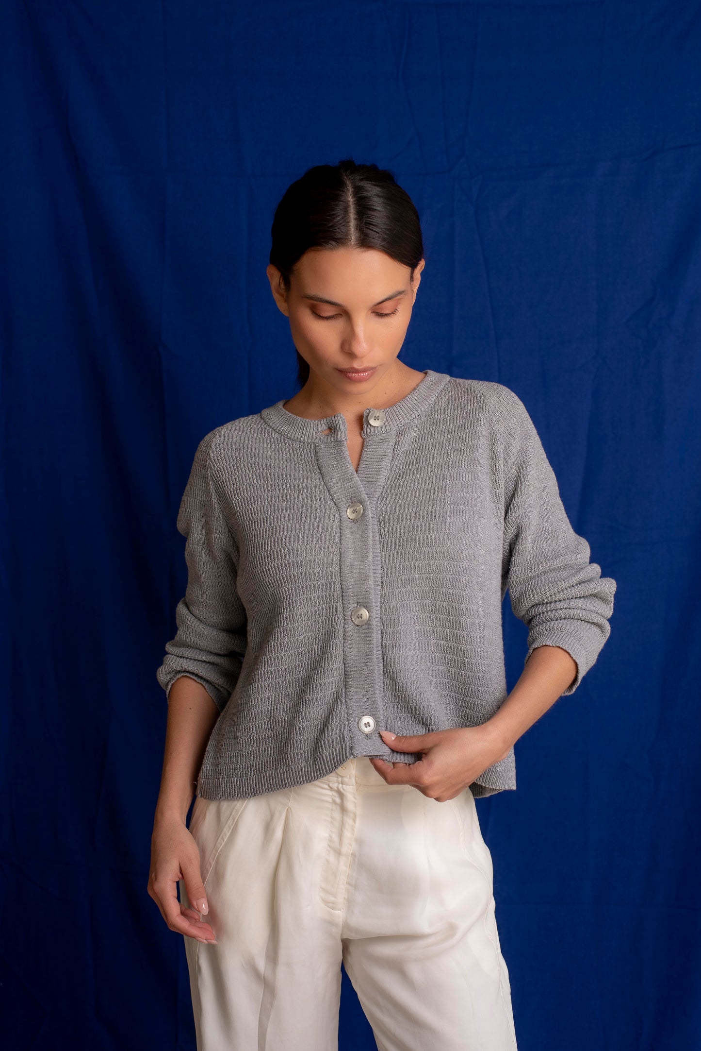 Cardigan algodón gris