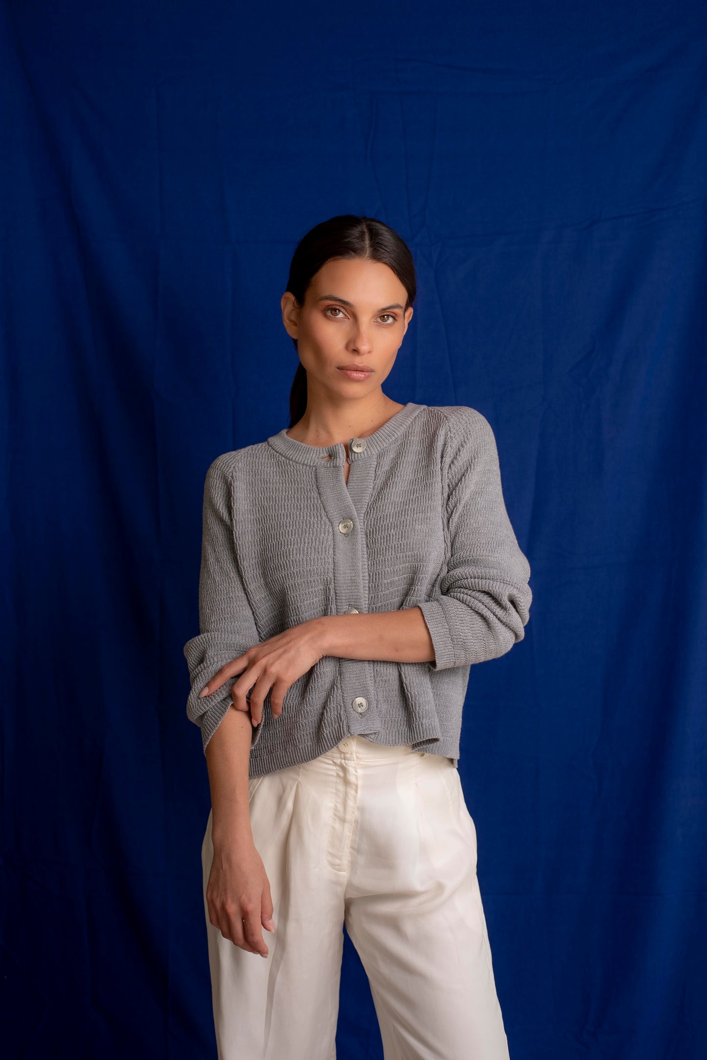 Cardigan algodón gris