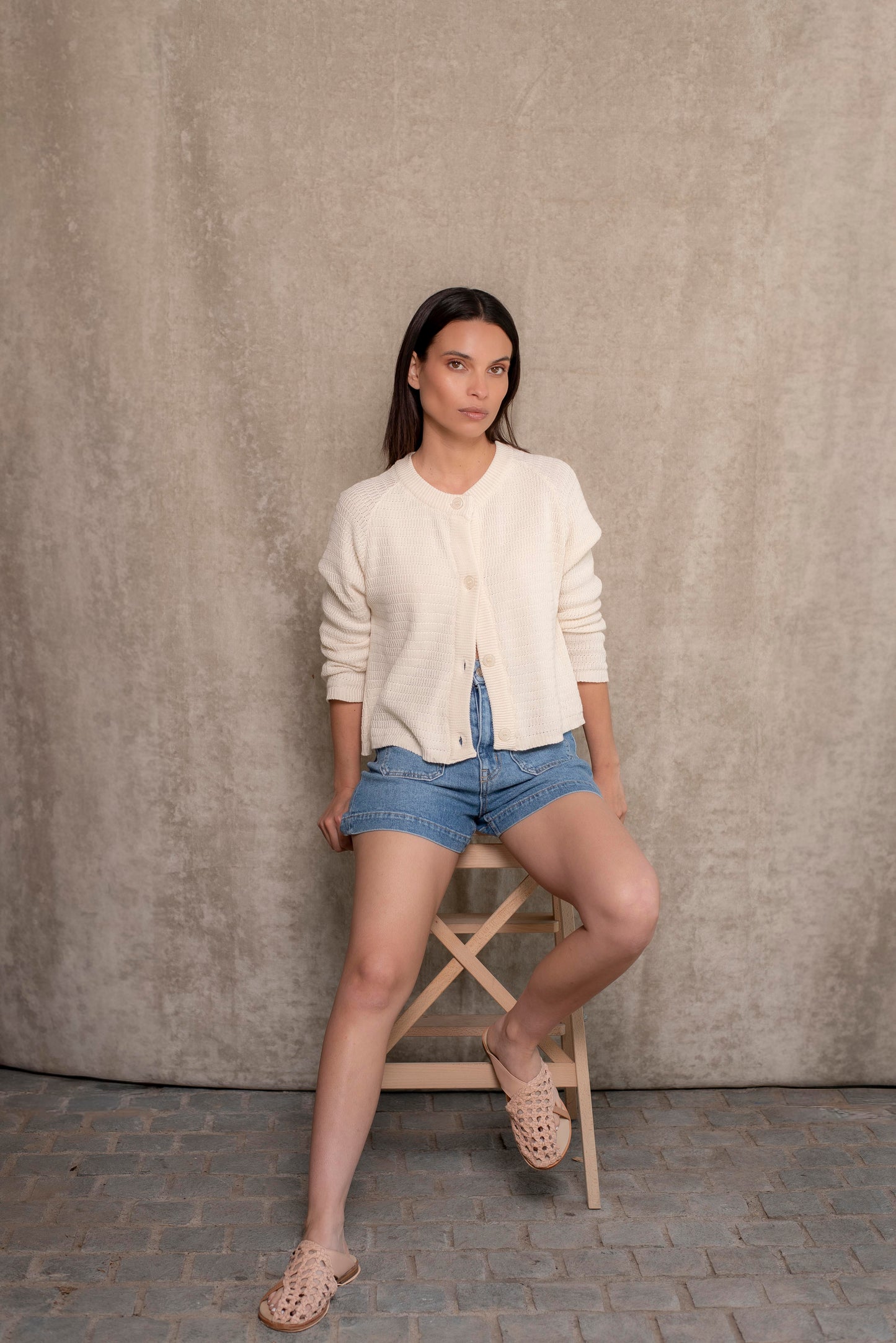 Cardigan algodón crudo