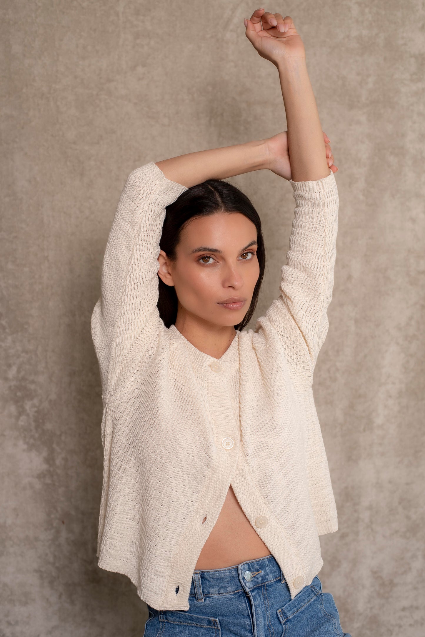 Cardigan algodón crudo